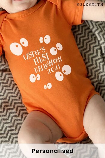 Personalised First Halloween Googly Eyes Babygrow by Solesmith (P64773) | £20