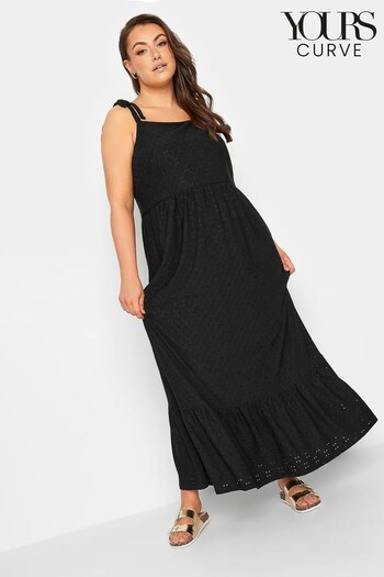 Yours Curve Black Sleeveless Maxi Broidery Dress (P66468) | £40