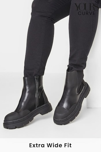 Yours Curve Black Extra-Wide Fit High Shaft Chelsea Boot (P66668) | £55