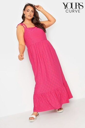 Yours Curve Pink Sleeveless Maxi Broidery Dress (P66671) | £40