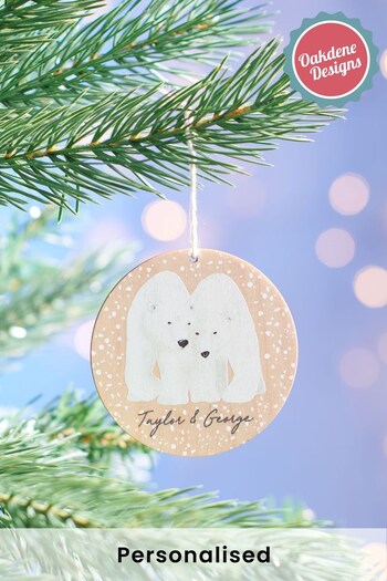 Personalised Couples Polar Bear Christmas Tree Bauble by Oakdene Designs (P67227) | £8