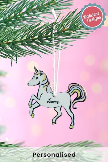 Personalised Christmas Unicorn Tree Decoration by Oakdene Designs (P67243) | £8