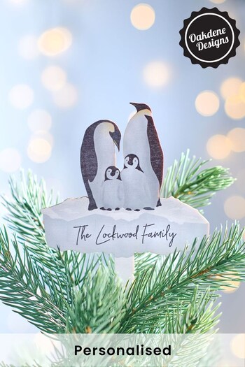 Personalised Family Penguin Christmas Tree Topper by Oakdene Designs (P67247) | £14