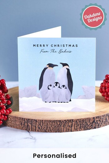 Personalised Pack of Family Penguin Christmas Cards by Oakdene Designs (P67249) | £12
