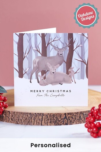 Personalised Pack of Family Stag Christmas Cards by Oakdene Designs (P67250) | £12