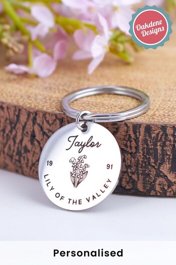 Personalised Birth Flower Key Ring by Oakdene Designs (P67259) | £10