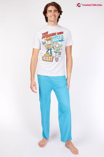 Character White and Blue Disney Mens Toys Story Pyjamas (P67262) | £25