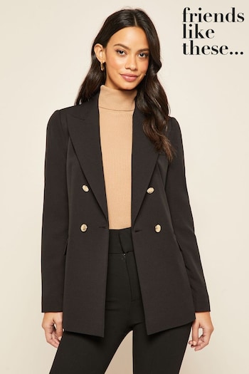 Friends Like These Black Military Double Breasted Tailored Blazer (P67612) | £54