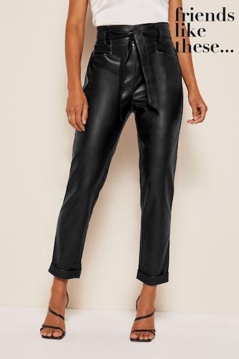 Friends Like These Black PU Paperbag Belted Trousers (P67679) | £37