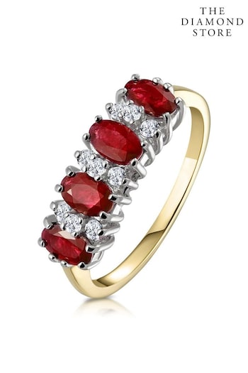 The Diamond Store Red Ruby 1.12ct And Diamond 9K Gold Ring (P67841) | £465