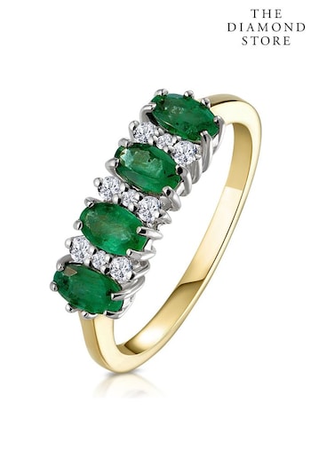 The Diamond Store Green Emerald 0.94ct And Diamond 9K Gold Ring (P67844) | £469