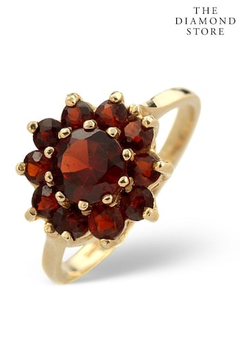 The Diamond Store Red Garnet Ring 9K Yellow Gold (P67848) | £199