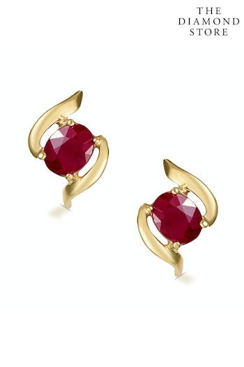 The Diamond Store Red Ruby 0.73CT 9K Yellow Gold Earrings (P67854) | £199
