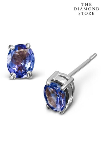 The Diamond Store Blue Tanzanite 5 x 4mm (0.70ct) 9K White Gold Earrings (P67857) | £199