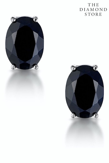 The Diamond Store Blue Sapphire 7mm x 5mm and 9K White Gold Earrings (P67858) | £145