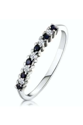 The Diamond Store Blue Sapphire 0.10ct And Diamond 9K White Gold Ring (P67861) | £289