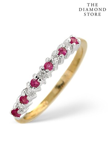 The Diamond Store Red Ruby 0.16ct And Diamond 9K Gold Ring (P67866) | £295