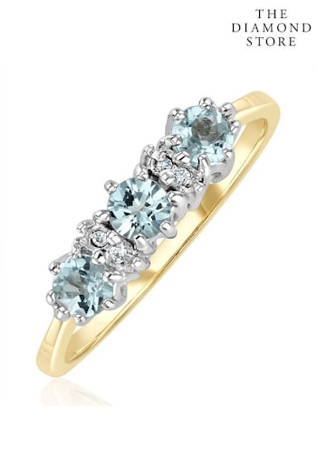 The Diamond Store White Blue Topaz 0.50CT And Diamond 9K Yellow Gold Ring (P67869) | £269