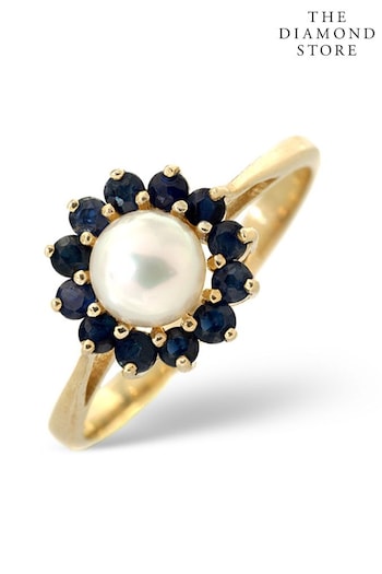 The Diamond Store Blue Pearl And Sapphire 9K Gold Ring (P67884) | £269