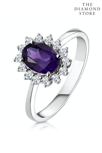 The Diamond Store Purple Amethyst 0.70ct And Diamond 9K White Gold Ring (P67887) | £399
