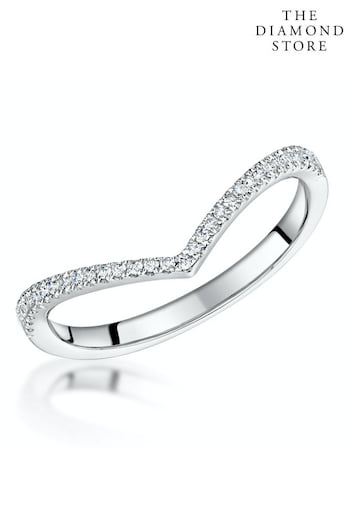 The Diamond Store White Stellato Collection Diamond Wishbone Ring 0.12ct in 9K White Gold (P67896) | £345