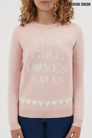 Fashion Union Girl Loves Xmas Christmas Jumper (P68485) | £20