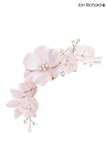 Jon Richard Rose Gold Plated Mabel Pink Flower And Pearl Clip (P68892) | £45