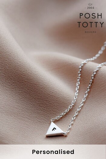 Personalised Mini Triangle Charm Necklace by Posh Totty Designs (P68912) | £27