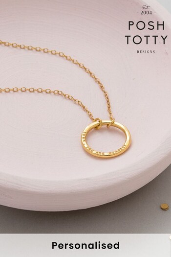 Personalised Full Circle Gold Necklace by Posh Totty Designs (P68917) | £74