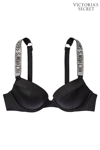 Victoria's Secret Black Push Up Shine Strap Swim Bikini Top (P68979) | £68