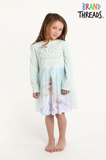 Brand Threads Blue Frozen Girls Recycled Polyester Disney Nightie (P69171) | £16