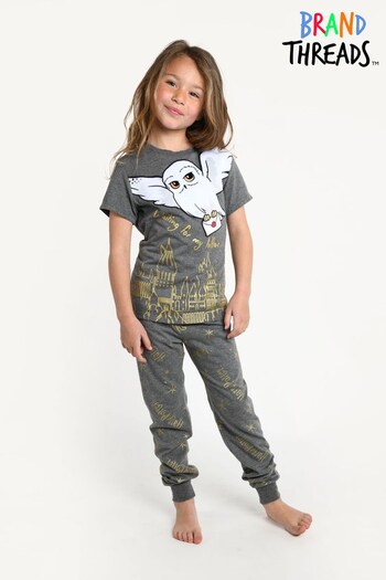 Brand Threads Grey Girls Official Harry Potter Hedwig BCI Cotton Grey Pyjamas Age 8-12 Years (P69182) | £16