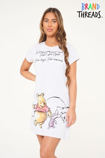 Brand Threads Grey Disney Winnie The Pooh Cotton Nightdress Sizes XS-XL (P69184) | £20