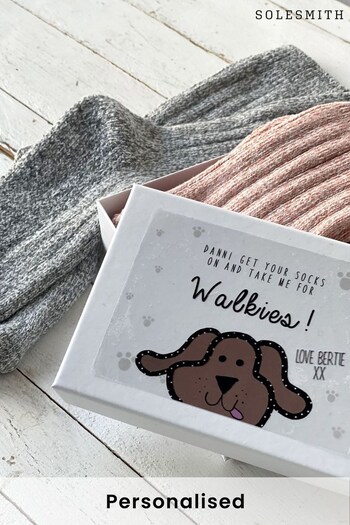 Personalised Set of Two Dog Women's Walking Socks by Solesmith (P69251) | £25