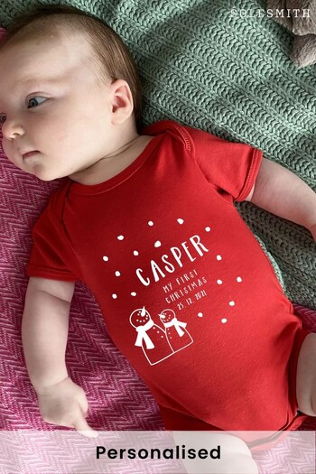 Personalised My First Christmas Snow Babygrow by Solesmith (P69267) | £19