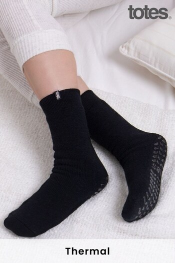 Totes MICHAEL Black Recycled Thermal Slipper Socks (P69871) | £10