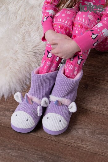 Totes Purple Unicorn Tall Boot Slippers - Kids (P69923) | £20