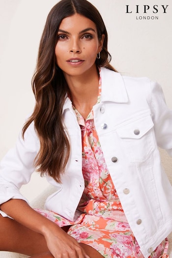 Lipsy White Classic Fitted Denim Jacket (P69958) | £39