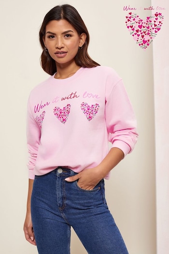 Wear it with Love Pink Hearts Sweatshirt - fleece's (P71764) | £28