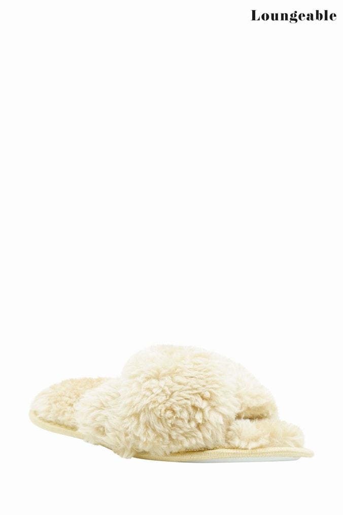 Nude shop fluffy sliders