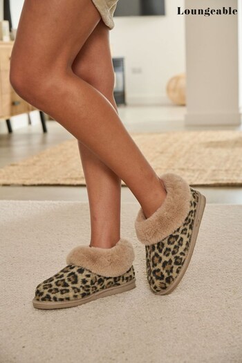 Loungeable Brown Felt Fluffy Boots With Cuff (P71894) | £25