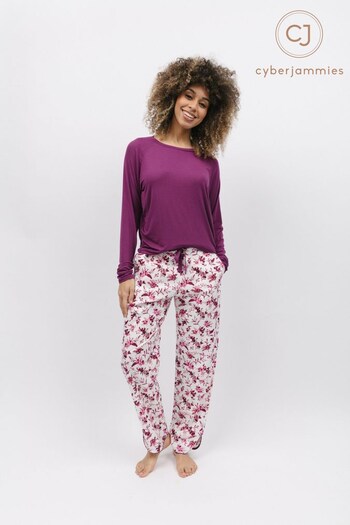Cyberjammies Purple Geo Print Bottoms and Solid Clouch Top (P72069) | £48