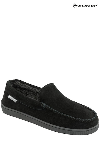 Dunlop Black Dunlop Leather Men's Moccasin Slipper (P72326) | £32