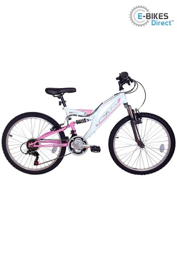 E-Bikes Direct White DRB Chic Junior Girls 24In Full Suspension Mountain Bike (P73293) | £229