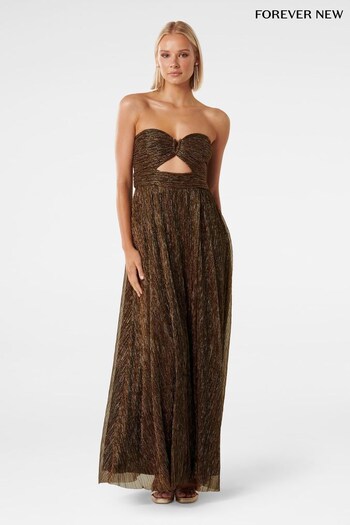 Forever New Brown Andy Strapless Plisse Maxi Dress (P73565) | £115