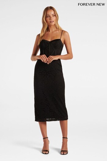 Forever New Black Gracie Lace Corset Bodycon Dress (P73701) | £120