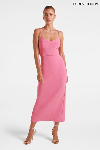 Forever New Pink Elsa Corset Bodycon Midi Dress (P73718) | £100