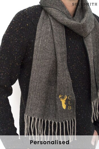 Personalised Embroidered Stag Scarf by Solesmith (P73804) | £30