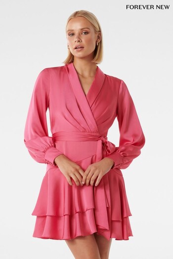 Forever New Pink Mikayla Satin Mini Dress (P73807) | £100
