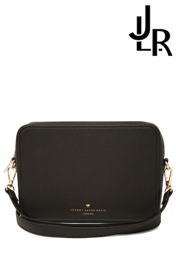 Johnny Loves Rosie Black Personalised Emily Crossbody Bag (P73969) | £60